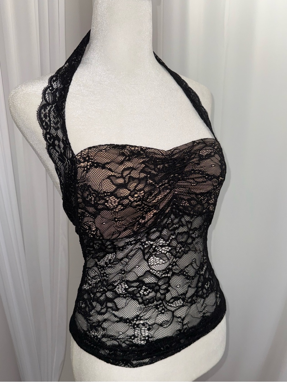 Brand new black lace halter top